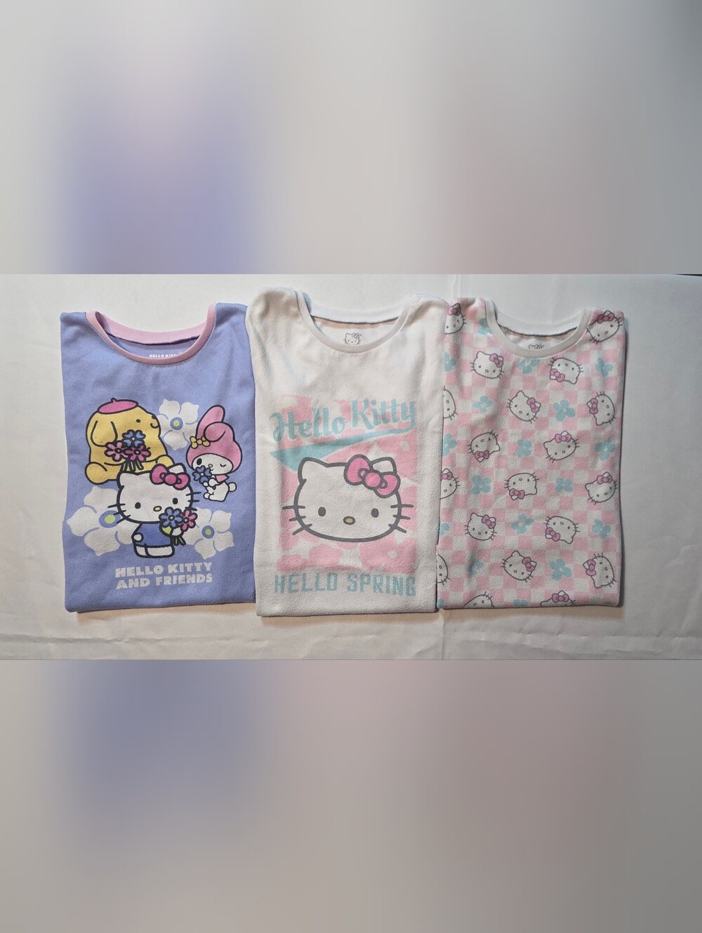 Sanrio Hello Kitty & Friends Pajama Top Bundle Lot of 3 Girls Size 8 M